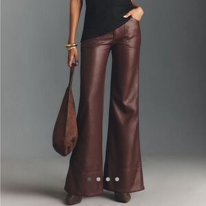 Pilcro Rylan Faux Leather relaxed high rise flare pants in cocoa
